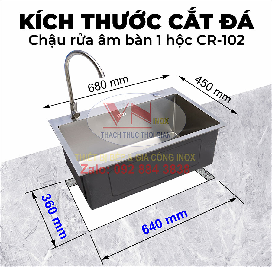 kích thước cắt đá