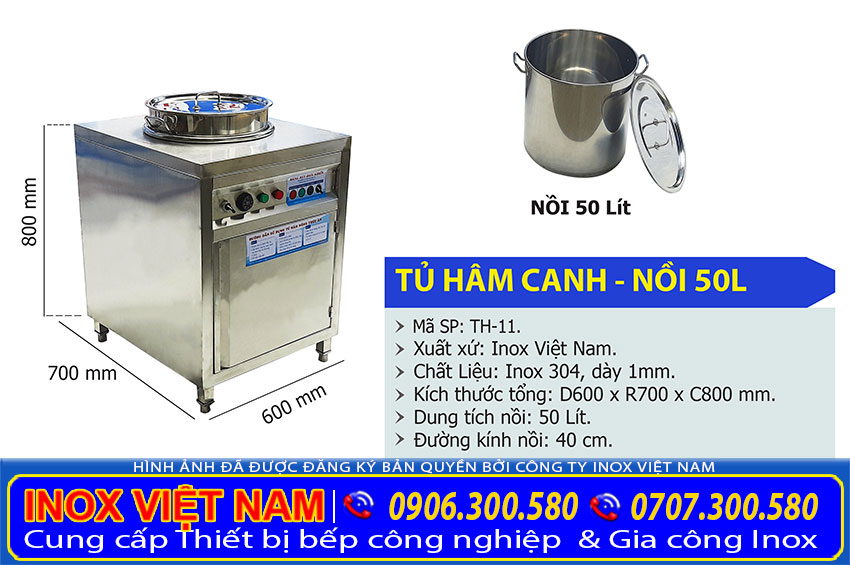 Tủ hâm canh nồi 50L Inox Việt Nam