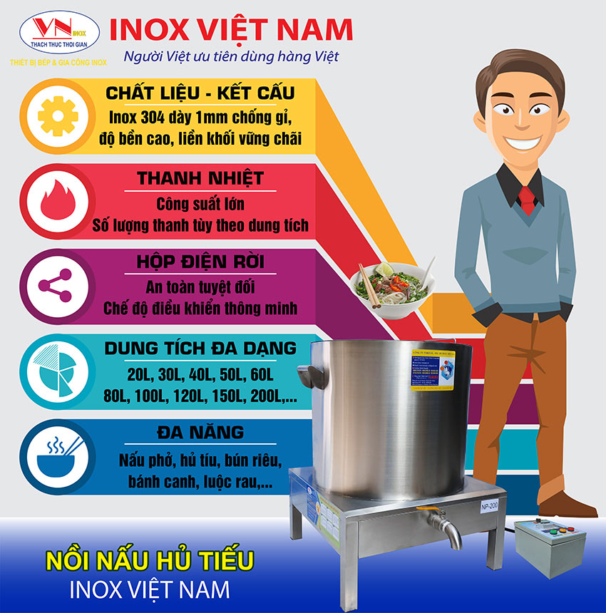 Nồi nấu hủ tiếu Inox Việt Nam