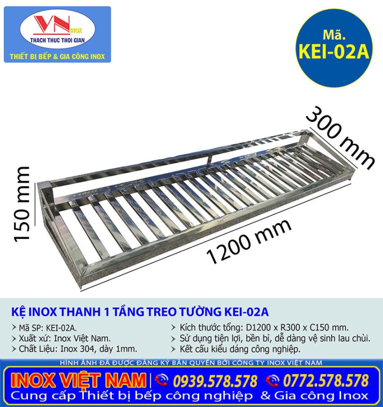 Kệ Inox Thanh 1 Tầng Treo Tường KEI-02 | Kệ Inox Treo Tường Làm Theo ...