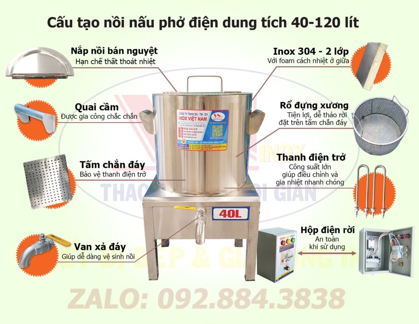 Cấu tạo nồi nấu phở bằng điện