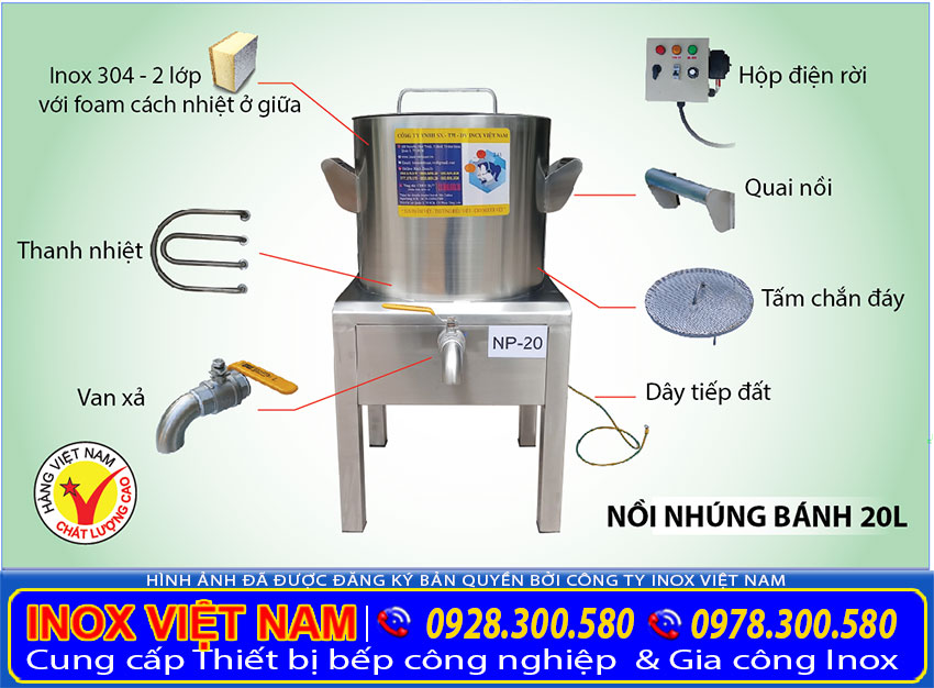 Cấu tạo nồi nhúng bánh phở 20L