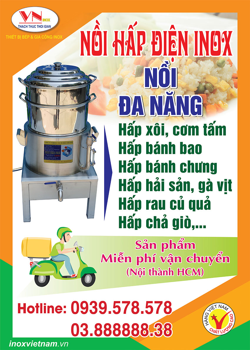 Giá nồi hấp điện công nghiệp Inox Việt Nam