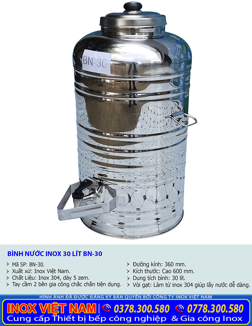 Bình đựng nước inox 30 lít có vòi