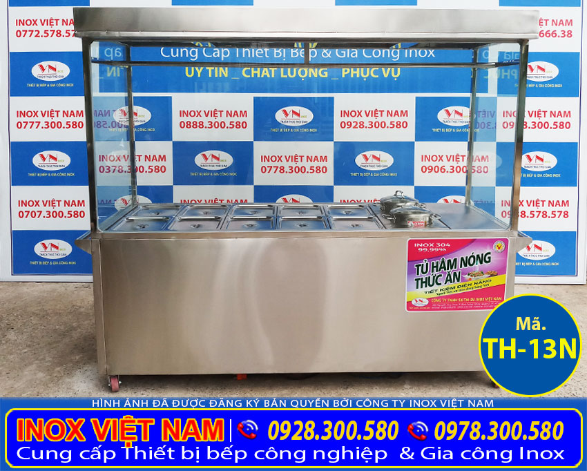 Quầy bán cơm hâm nóng thực phẩm 10 khay 2 nồi