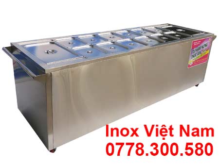 quầy bán cơm inox - bàn hâm nóng thức ăn 14 khay TH-14