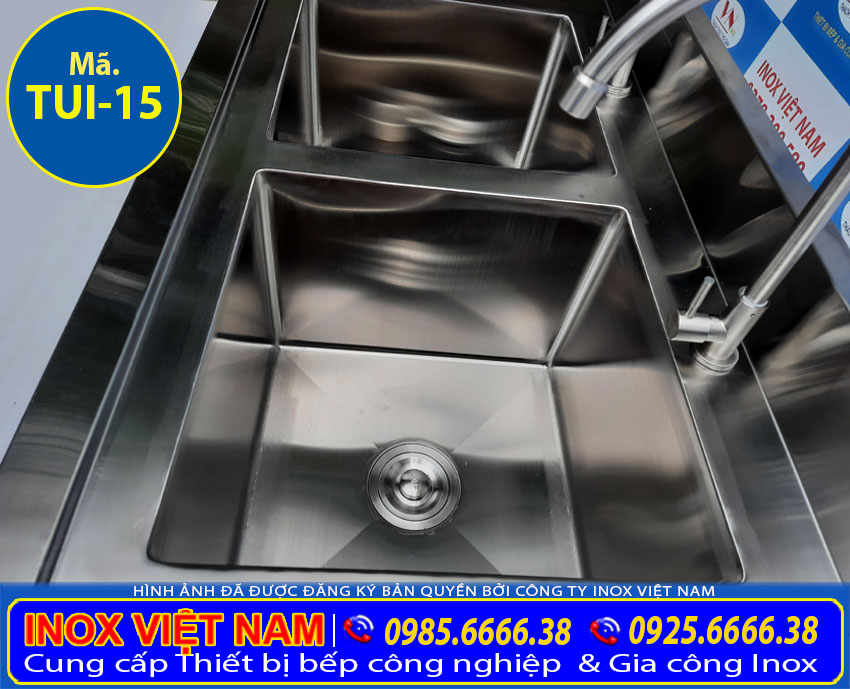 2 ngăn bồn rửa chén bát của tủ inox TUI-15